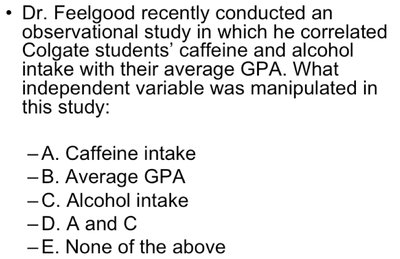 Practice question about independent variables in an observational study