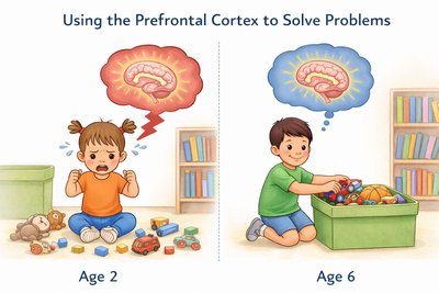 Using the prefrontal cortex to solve problems: comparison between age 2 and age 6