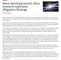 Article summarizing new research replicating Milgram's findings on obedience