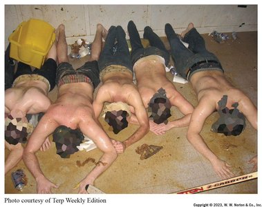 Photo of fraternity hazing, illustrating effort justification and group commitment