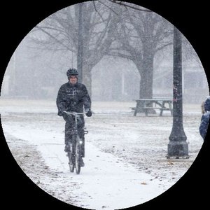 Cyclist in snow as example of coping plan