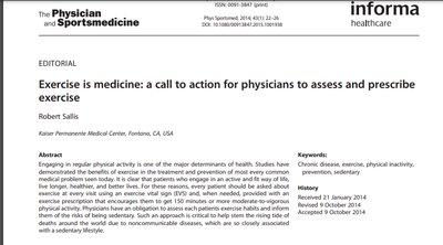 Exercise is medicine article screenshot