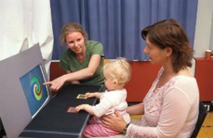 Child and experimenter in a psychology study
