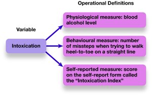 Diagram showing operational definitions for the variable 'intoxication'