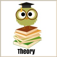 Cartoon owl on books labeled Theory