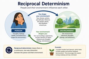 Diagram of reciprocal determinism between person and environment