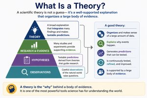 Diagram explaining what a theory is in science