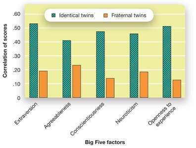 Bar graph showing heritability of Big Five traits in twins