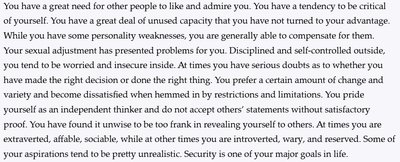 Example of a Barnum statement