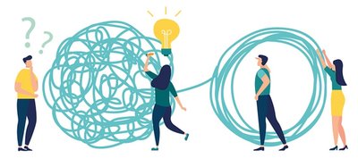 Illustration of untangling a problem, representing problem-focused coping