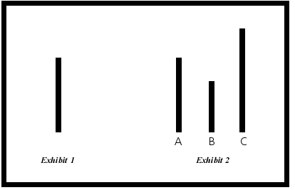 Line judgment task from Asch's conformity study