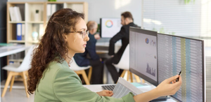 Modern professional working with data, representing contemporary psychology