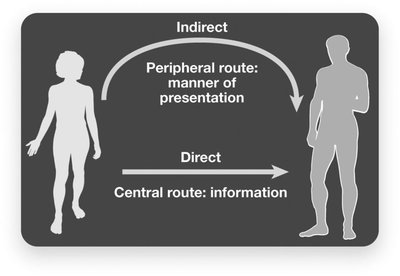 Diagram of central and peripheral routes to persuasion
