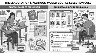 Course selection cues for central and peripheral routes