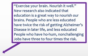 Quote about brain exercise and Alzheimer's risk