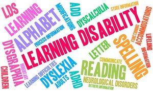 Word cloud of learning disabilities
