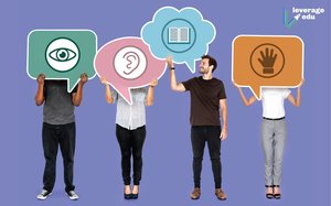 People holding icons for VARK modalities