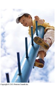 Child climbing playground equipment (risk and safety)