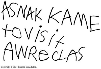 Example of invented spelling by a child