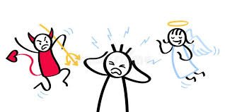 Cartoon of Id, Ego, Superego conflict