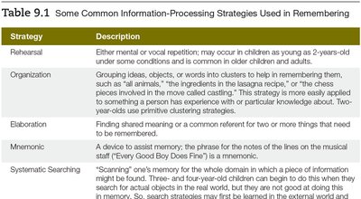 Table of information-processing strategies