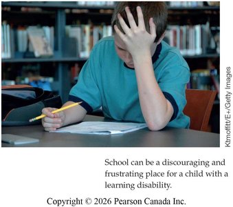 Child with learning disability appearing frustrated in school