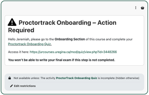 Proctortrack onboarding requirement
