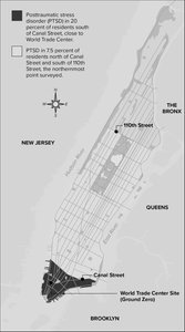 Map showing PTSD prevalence after 9/11 in New York City