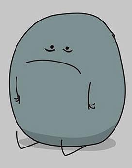 Cartoon depiction of depression as a sad, gray figure