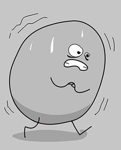 Cartoon depiction of anxiety as a nervous, shaking figure