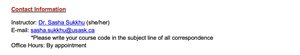 Contact information screenshot