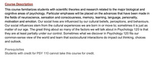 Course description screenshot