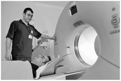 Person undergoing MRI scan