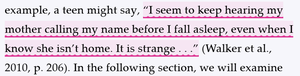 Highlighted quote about auditory hallucinations