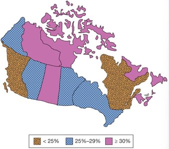 Obesity prevalence map in Canada