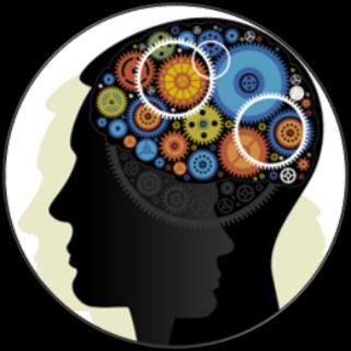 Head with gears, representing cognitive processes