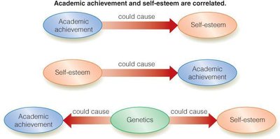Diagram showing possible causal relationships between academic achievement and self-esteem