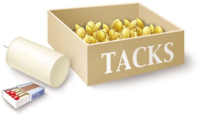 Candle, tacks, and matches for functional fixedness problem