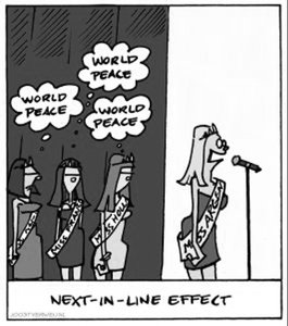 Cartoon illustrating the next-in-line effect