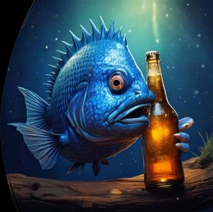 Zebrafish holding a bottle