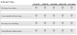 Sample survey questions about sleep quality