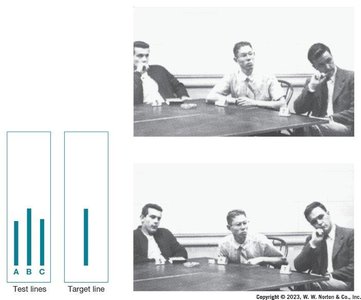 Photo of Asch's experiment participants at a table