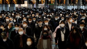 Crowd of people wearing masks, illustrating cultural conformity