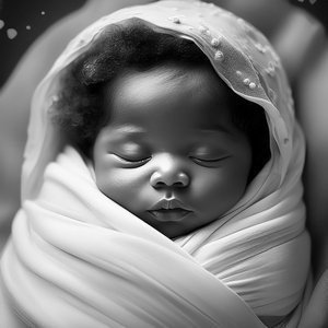 Newborn baby wrapped in a blanket, representing the neonatal stage