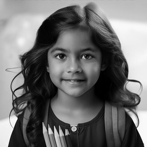 Preschool-aged child with school supplies, representing early learning and social development