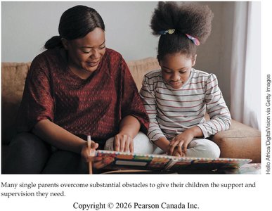 Single parent supporting child with homework