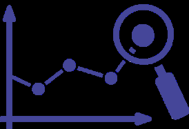 Graph and magnifying glass representing prediction in science