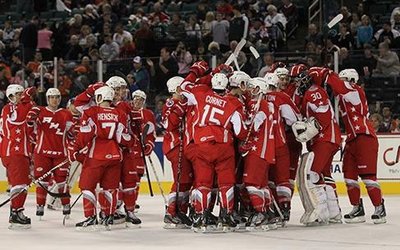 Hockey team celebrating