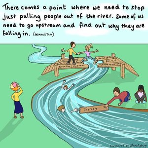 Upstream public health cartoon