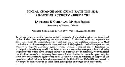 Title page of Cohen and Felson's article on routine activity approach